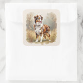 Australischer Schäferhund Roter Merle Aussie Quadratischer Aufkleber (Tasche)