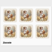 Australischer Schäferhund Roter Merle Aussie Quadratischer Aufkleber (Blatt)