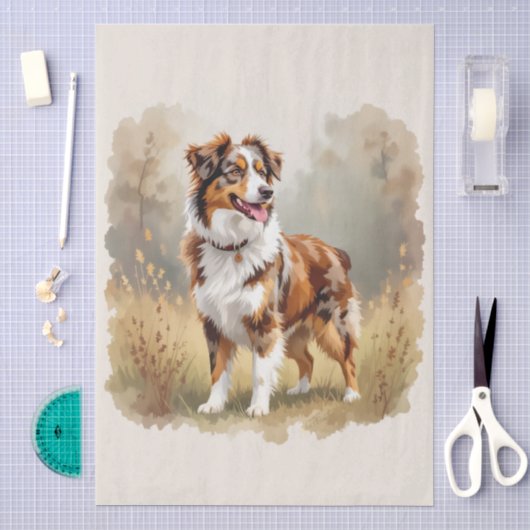 Australischer Schäferhund Roter Merle Aussie Seidenpapier (Handwerk)