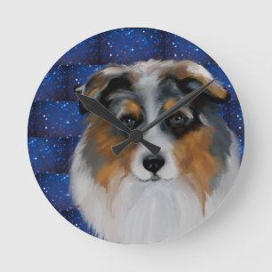 Australischer Schäferhund  Runde Wanduhr