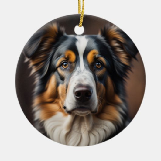 Australischer Schäferhund Schafhund Weihnachtsschm Keramik Ornament (Vorne)