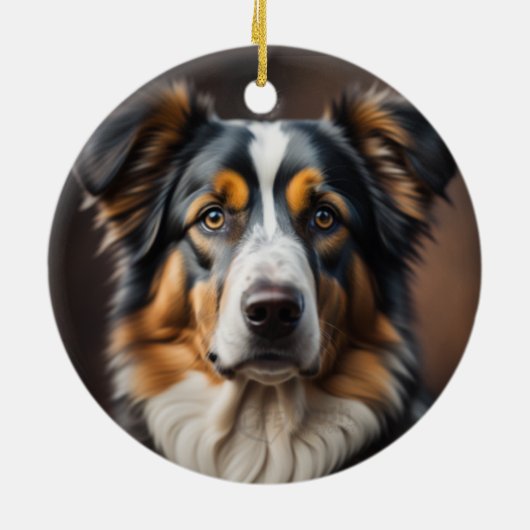 Australischer Schäferhund Schafhund Weihnachtsschm Keramik Ornament (Hinten)