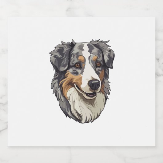 Australischer Schäferhund Schaumweinetikett (Einzelnes Label)