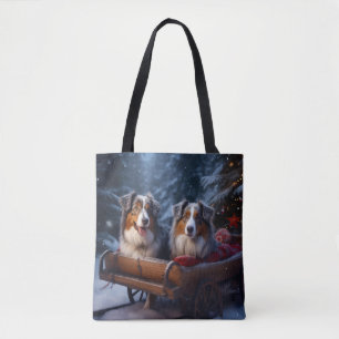 Australischer Schäferhund Schnee-Schlitten-Weihnac Tasche