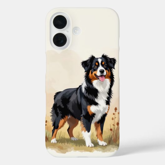 Australischer Schäferhund Schwarz Tricolor Aussie Case-Mate iPhone Hülle (Rückseite)