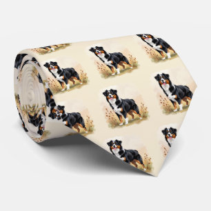 Australischer Schäferhund Schwarz Tricolor Aussie Krawatte