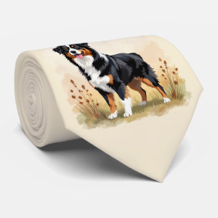 Australischer Schäferhund Schwarz Tricolor Aussie Krawatte
