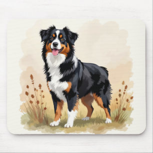 Australischer Schäferhund Schwarz Tricolor Aussie  Mousepad