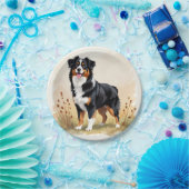 Australischer Schäferhund Schwarz Tricolor Aussie Pappteller (Party)