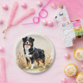 Australischer Schäferhund Schwarz Tricolor Aussie Pappteller (Party)