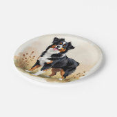 Australischer Schäferhund Schwarz Tricolor Aussie Pappteller (Schrägansicht)