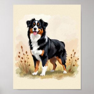Australischer Schäferhund Schwarz Tricolor Aussie Poster