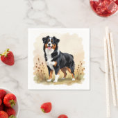 Australischer Schäferhund Schwarz Tricolor Aussie Serviette (Beispiel)