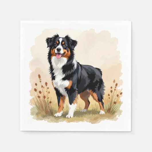 Australischer Schäferhund Schwarz Tricolor Aussie Serviette (Vorderseite)