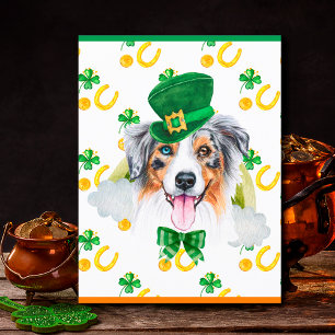 Australischer Schäferhund Shamrock St. Patricks Ta Feiertagspostkarte