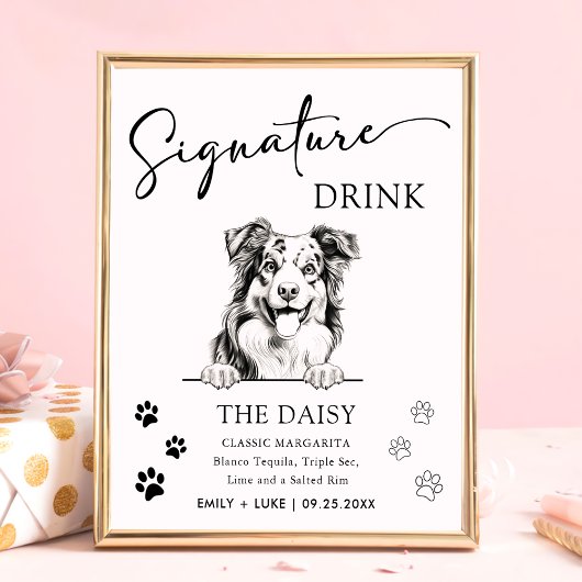 Australischer Schäferhund - Signature Drink Sign Poster
