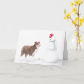 Australischer Schäferhund & Snowman Dog Art Grußwa Karte (Gelbe Blume)