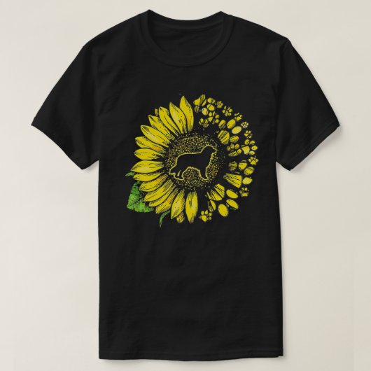 Australischer Schäferhund Sonnenblume mit Paws Aus T-Shirt (Design vorne)