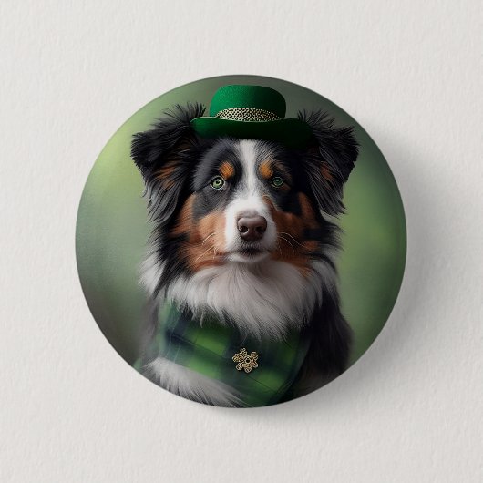 Australischer Schäferhund St. Patrick Button (Vorderseite)