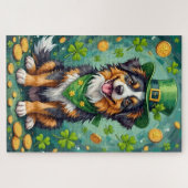 Australischer Schäferhund St. Patrick’s Day Glückl Puzzle (Horizontal)