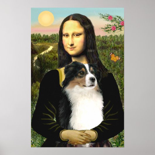 Australischer Schäferhund (tri) & Mona Lisa Poster (Vorne)
