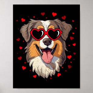 Australischer Schäferhund Valentine Heart Niedlich Poster
