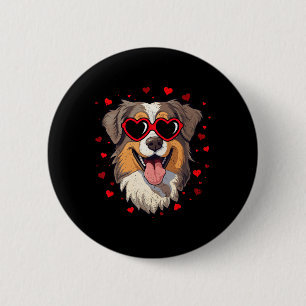 Australischer Schäferhund Valentinsherz Süßer Hund Button
