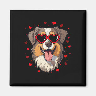 Australischer Schäferhund Valentinsherz Süßer Hund Magnet