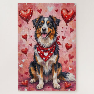 Australischer Schäferhund Valentinstag Hund Kunst Puzzle