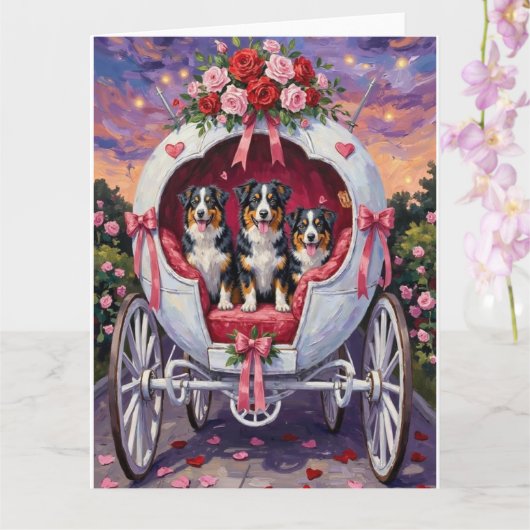 Australischer Schäferhund Valentinstag  Karte (Orchidee)
