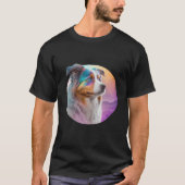 Australischer Schäferhund Vaporwave Retrowave Ästh T-Shirt (Vorderseite)