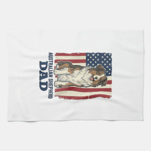 Australischer Schäferhund Vater Patriotisch Retro Geschirrtuch
