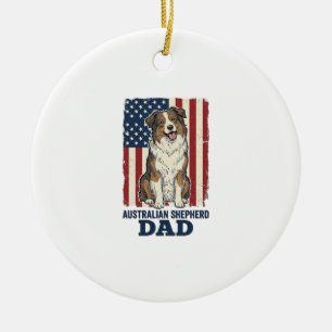 Australischer Schäferhund Vater Patriotisch Retro  Keramik Ornament