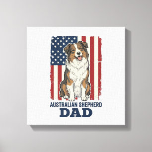Australischer Schäferhund Vater Patriotisch Retro  Leinwanddruck