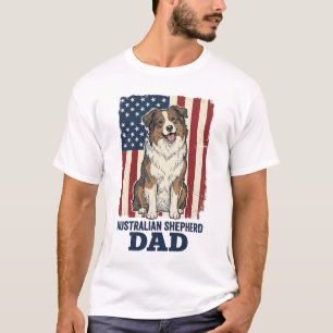 Australischer Schäferhund Vater Patriotisch Retro T-Shirt