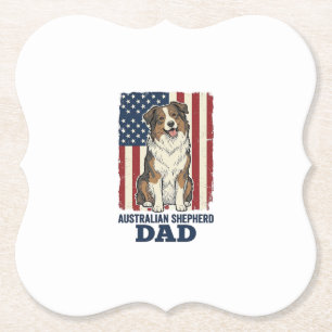 Australischer Schäferhund Vater Patriotisch Retro  Untersetzer