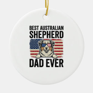 Australischer Schäferhund-Vater Patriotisch Vintag Keramik Ornament