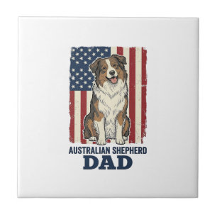 Australischer Schäferhund-Vater Patriotisches Vint Fliese