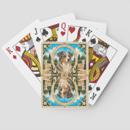 Australischer Schäferhund, Vintage-Wasserfarben-Hu Spielkarten