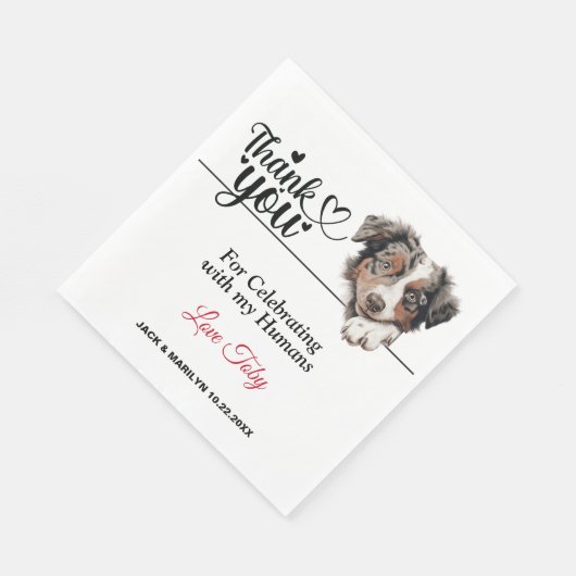 Australischer Schäferhund Wedding Cocktail Serviette (Ecke)