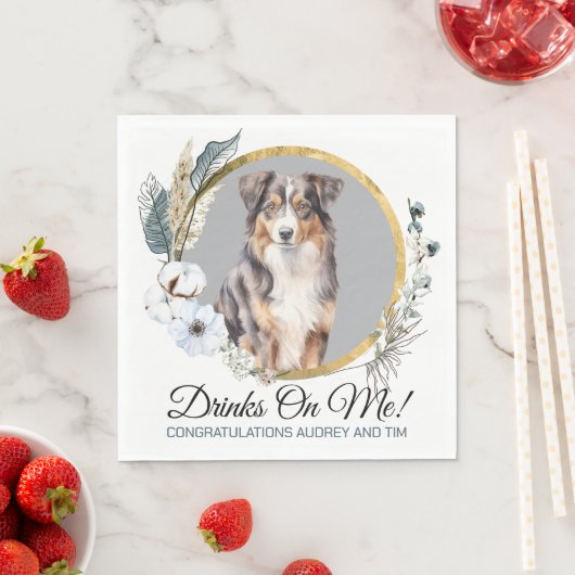 Australischer Schäferhund Wedding Napkins mit Foto Serviette (Beispiel)