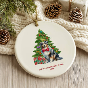 Australischer Schäferhund Weihnachten personalisie Keramik Ornament