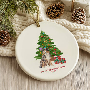 Australischer Schäferhund Weihnachten personalisie Keramik Ornament