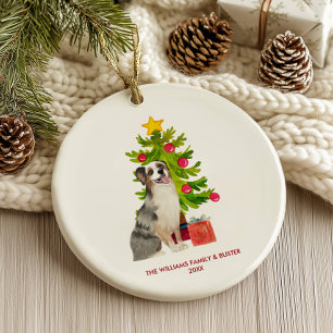 Australischer Schäferhund Weihnachten personalisie Keramik Ornament