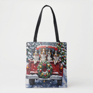 Australischer Schäferhund Weihnachten Rotes Lastwa Tasche
