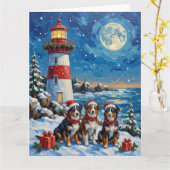 Australischer Schäferhund Weihnachts Leuchtturm Ur Karte (Gelbe Blume)