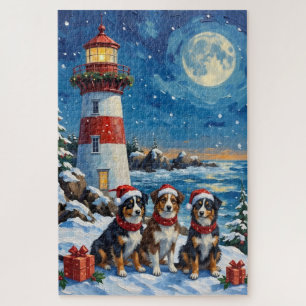 Australischer Schäferhund Weihnachts Leuchtturm Ur Puzzle
