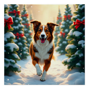 Australischer Schäferhund-Weihnachtsbaumplantage-M Poster