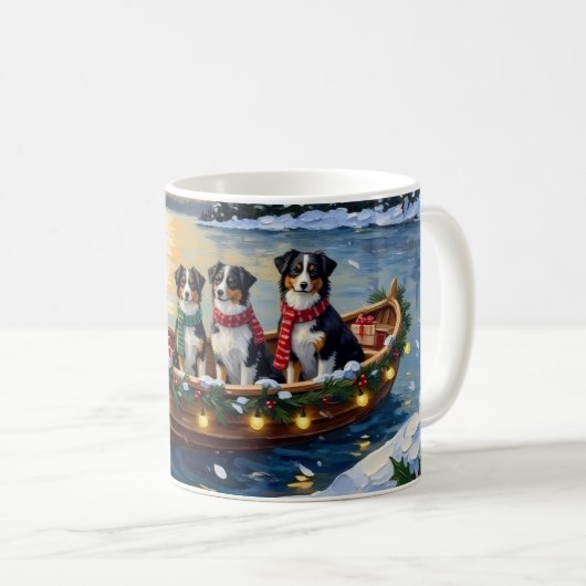 Australischer Schäferhund Weihnachtsboot Urlaub Kaffeetasse (VorderseiteRechts)