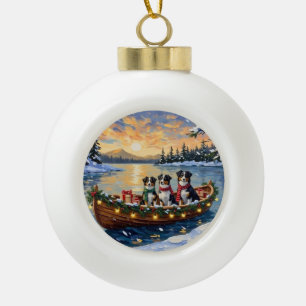 Australischer Schäferhund Weihnachtsboot Urlaub Keramik Kugel-Ornament
